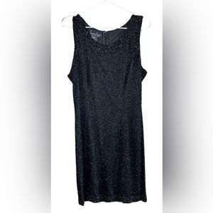 Laurence Kazar 100% Silk and Hand Beaded Black Vintage Cocktail Dress.  EUC!